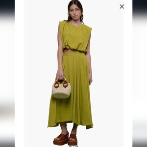 Blu pepper kiwi lime sleeveless blouson crop top boho matching set